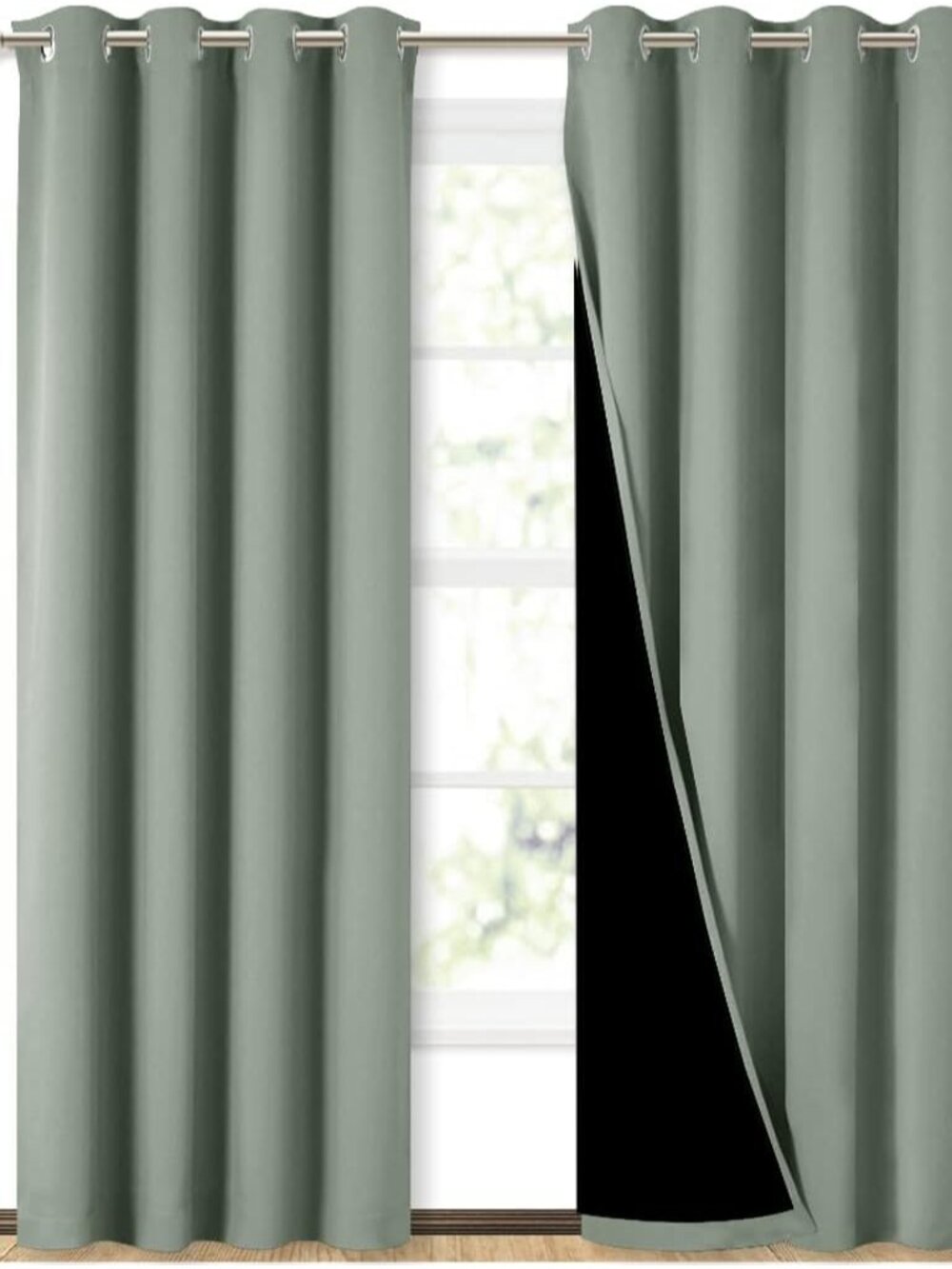 Greyish Green Blackout Curtains for Nursery 52" w x 84" L 2 Panels
